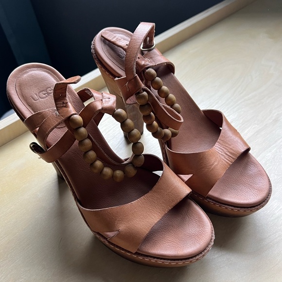 UGG Naima Ombré Wooden Platform Heels Sandals Size 8 - Picture 4 of 10